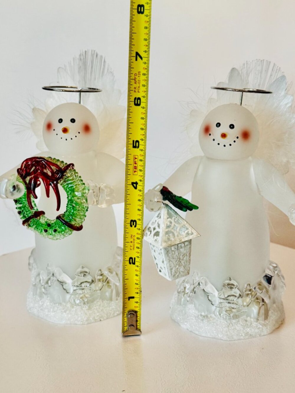 2 JC Penney Home Collection Color Changing Fiber Optic Acrylic Snowman Angel Hol